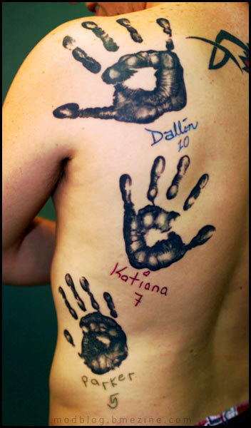 this handprint tattoo with