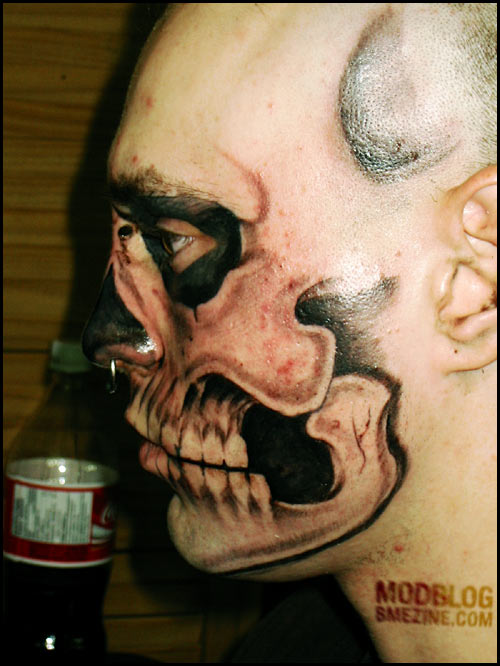 Click for a closer view of these facial Misfits skull tattoos by Frank at 