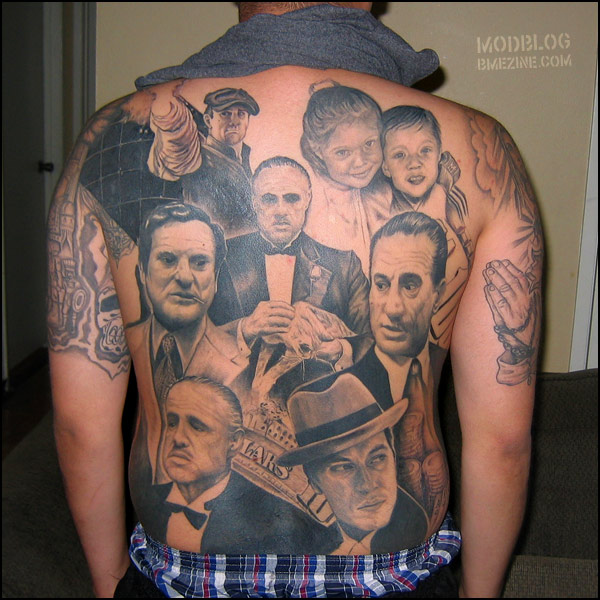 This great gangster backpiece although I don't recognize the little 