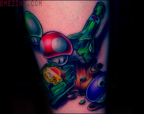 Mario SXE tattoo by Bez Triplesix Studios Sunderland England