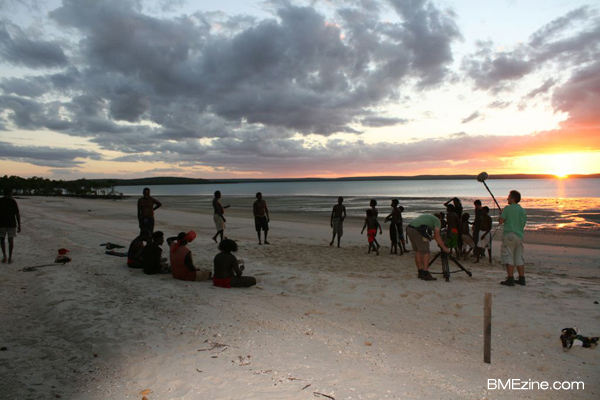 History Channel film crew on the beach at dawn with Ferg and the others