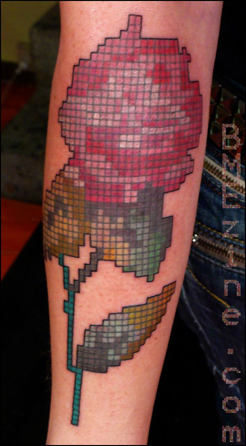  for a larger view of this pixellated crossstitch rose tattoo by Brianna 